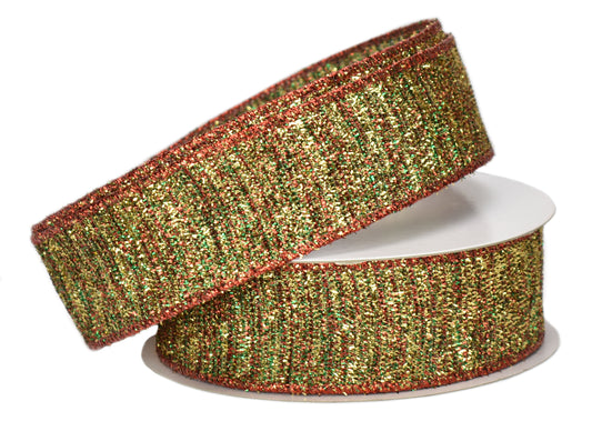 Metallic Multi Colors Woven Edge Ribbon with Wired Edge (1.5" x 10yd)
