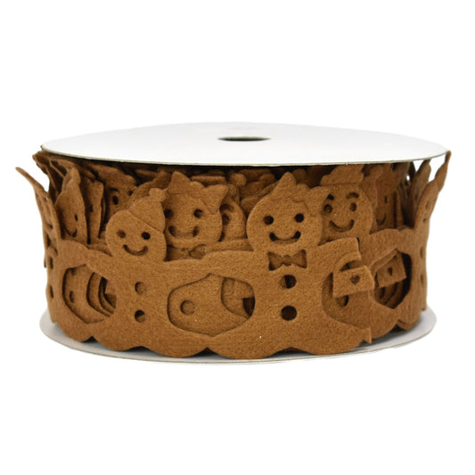 Brown Felt Gingerbread Man Cut-out Ribbon (2.5" x 10yd)