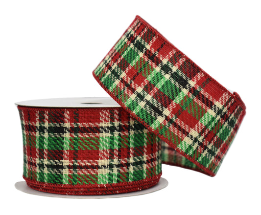 Multi Colors Plaid Ribbon (2.5" x 10yd)
