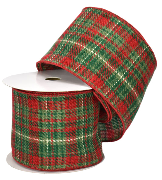 Red Green Highland Plaid Ribbon (4" x 10yd)