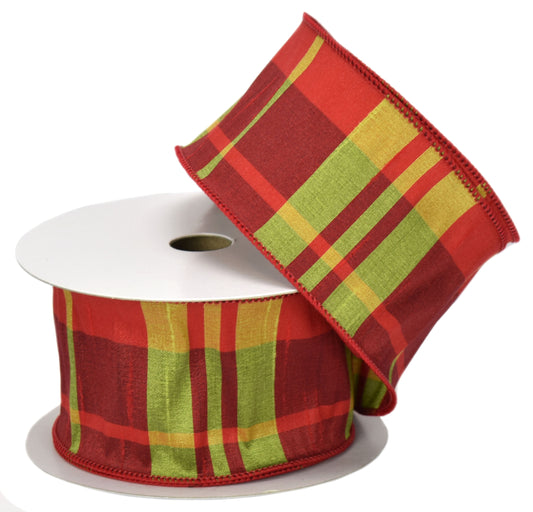 Modern Plaid Red/Green/Burgundy Ribbon (2.5" x 10yd)