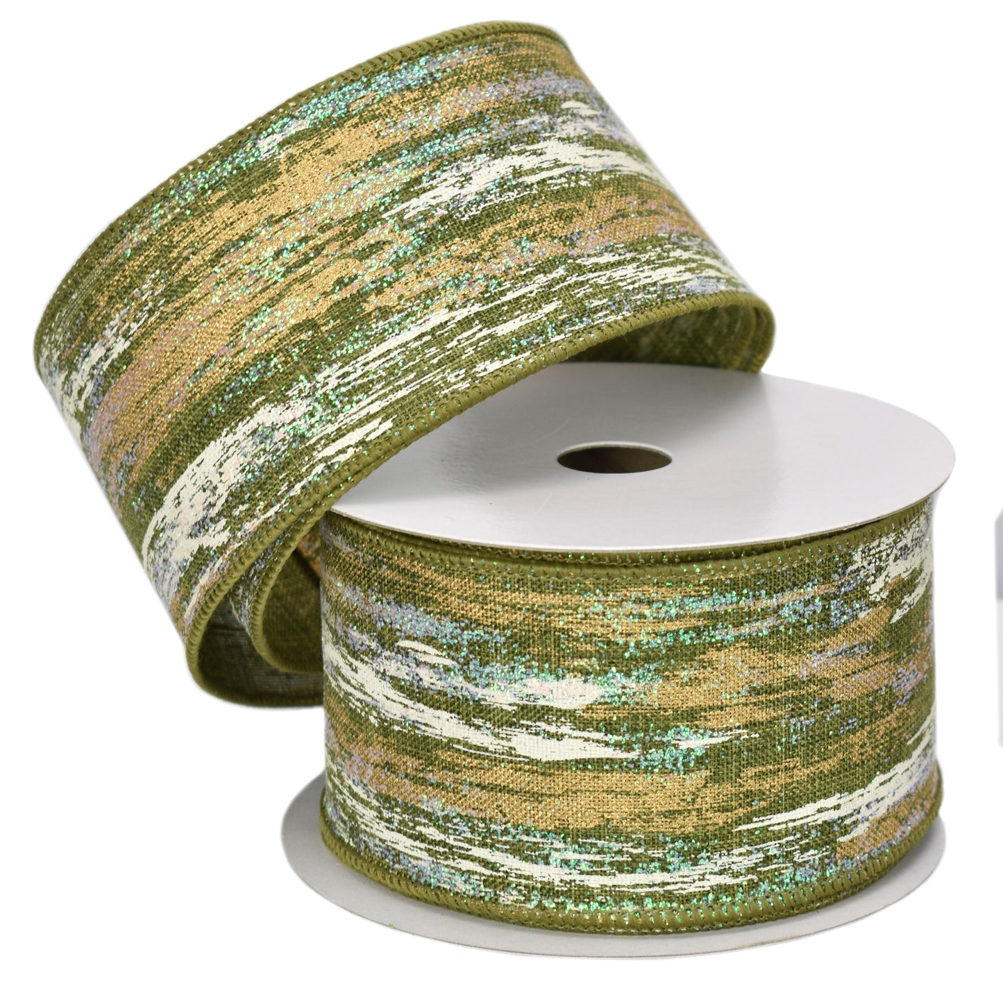 Celtic Christmas Green White Gold Ribbon (2.5" x 10yd)