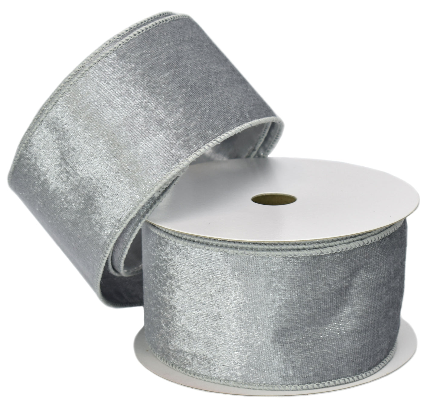 Gray Velvet with Silver Lame backing (2.5" x 10yd)