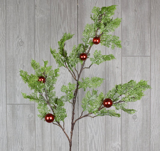 43.5" Iced Cypress Ball Spray in Red | XJ