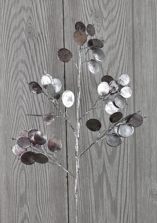 24" Metallic Dollar Eucalyptus Spray in Silver | XJ
