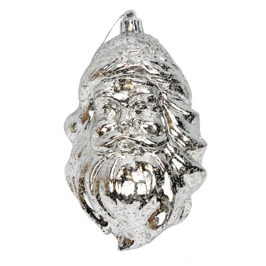 5.5" Antique Silver Mercury Santa Head Ornament | XJB