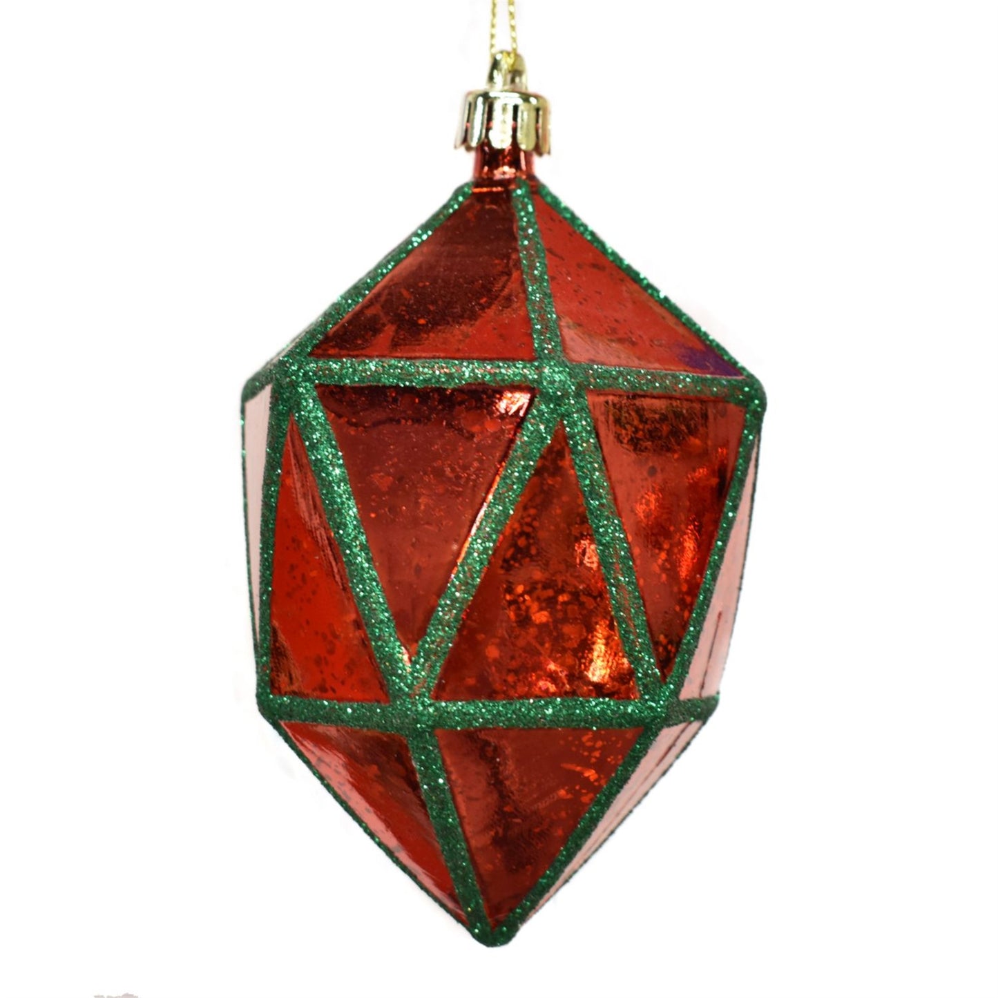 5" Geometric Finial Ornament in Red/Emerald | XJB