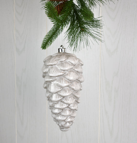 10" Grande Pine Cone Ornament in White | XJB
