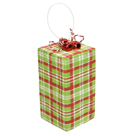 4" x 8.5" Package Ornament in Green/Red | QG