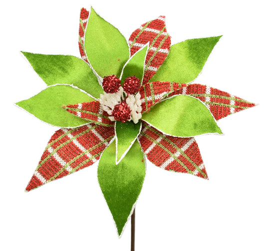 22.5" x 10.75"D Poinsettia Stem in Green/Red | QG
