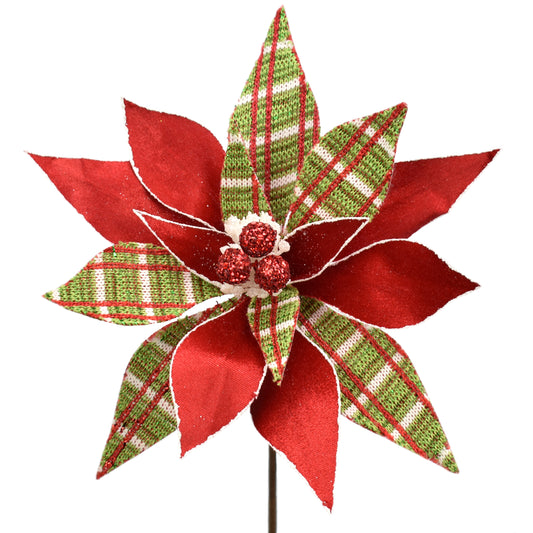 22.5" x 10.75"D Poinsettia Stem in Red/Green | QG