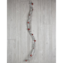Load image into Gallery viewer, 4&#39; Tinsel Jingle Bells Garland in Apple/Red, Red/Silver, or Silver/Red | QG