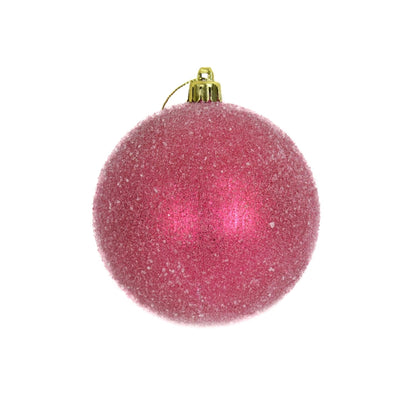 4" Sugar Frosted VP Ball Ornament in Hot Pink | XJB