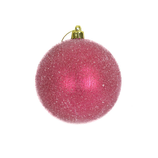 4" Sugar Frosted VP Ball Ornament in Hot Pink | XJB