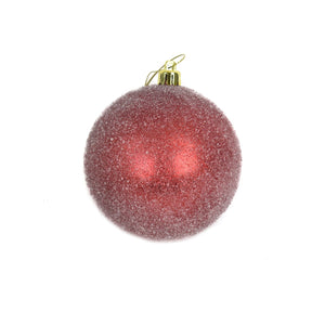 4" Sugar Frosted VP Ball Ornament in Red | XJB