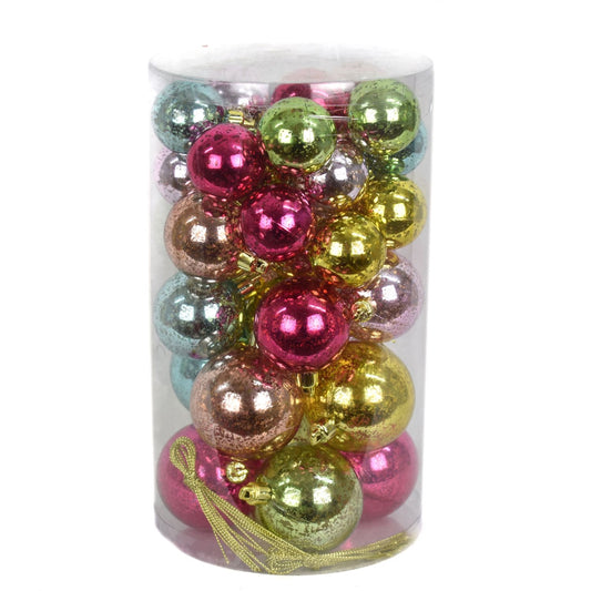 Shiny Mixed Ball Ornament Box of 36 in Multi