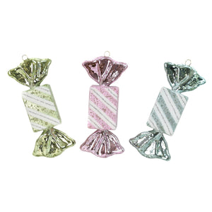 6.25" Faux Mercury Candy Ornament Box of 6 in Asst. Blue/Light Pink/Green | XJB