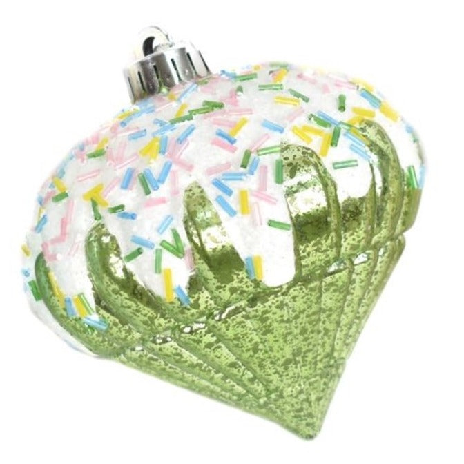 4.5" Sugar Iced Finial Ornament in Green | XJB