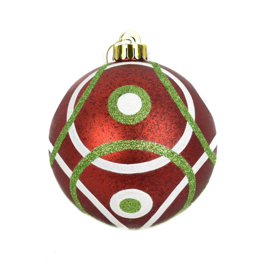 5" Matte Mercury Red/White/Green Print Ornament | XJB