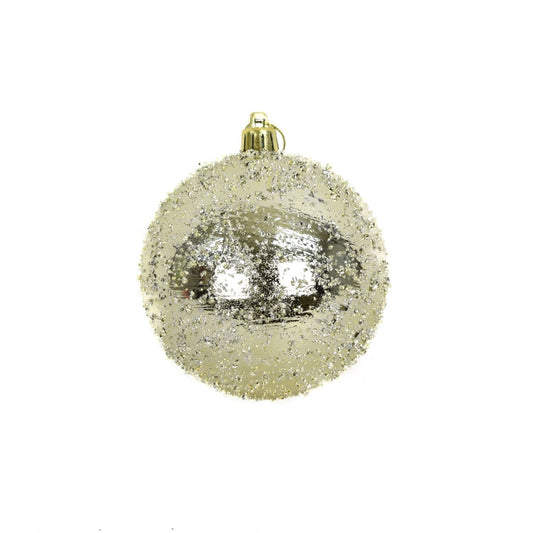 4" Faux Glass Beaded VP Ball Ornament in Champagne | XJB