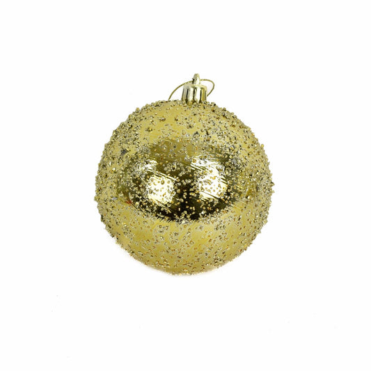 4" Faux Glass Beaded VP Ball Ornament in Gold | XJB