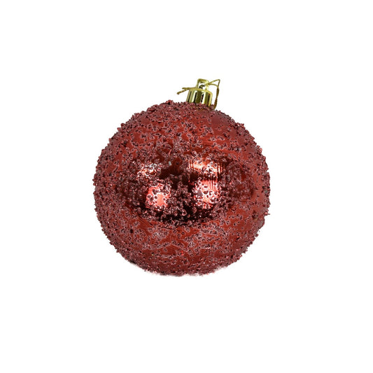 4" Faux Glass Beaded VP Ball Ornament in Red | XJB