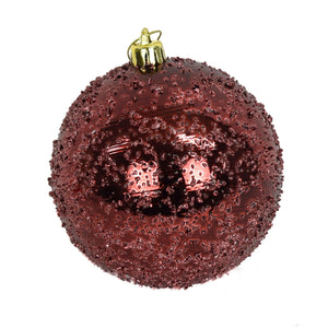 6" Faux Glass Beaded VP Ball Ornament in Burgundy | XJB