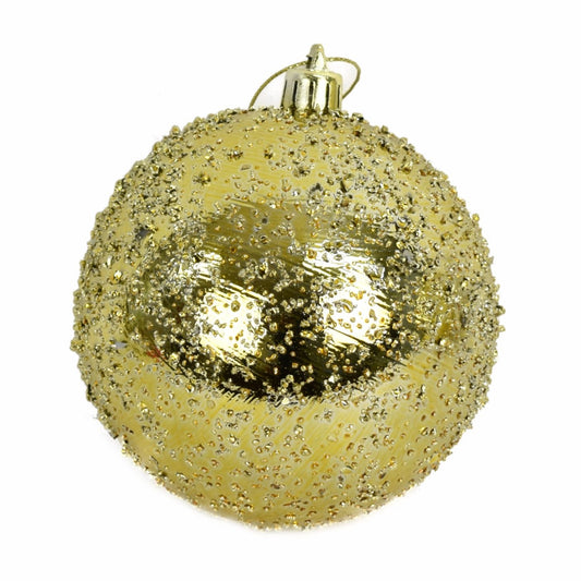 6" Faux Glass Beaded VP Ball Ornament in Gold | XJB