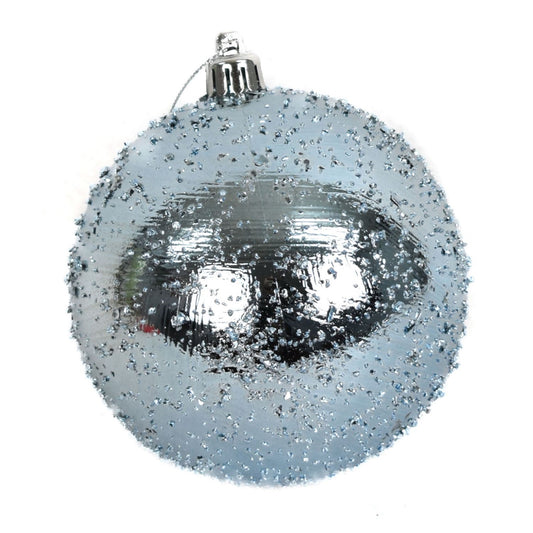 6" Faux Glass Beaded VP Ball Ornament in Gray | XJB