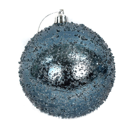 6" Faux Glass Beaded VP Ball Ornament in Navy | XJB