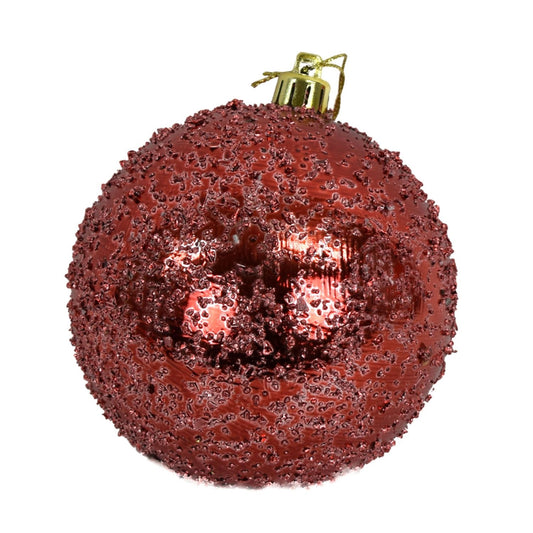 6" Faux Glass Beaded VP Ball Ornament in Red | XJB