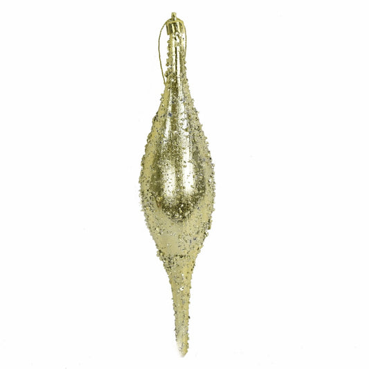 9" Faux Glass Beaded VP Finial Ornament in Gold