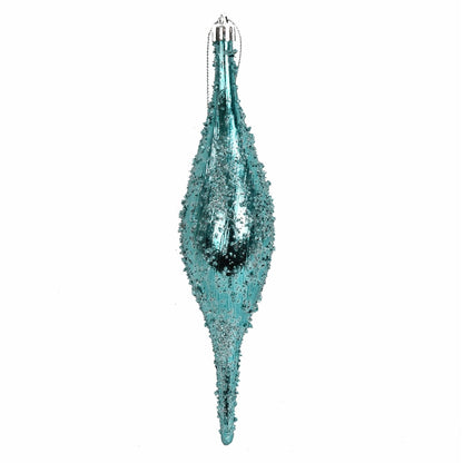 9" Faux Glass Beaded VP Finial Ornament in Light Blue | XJ