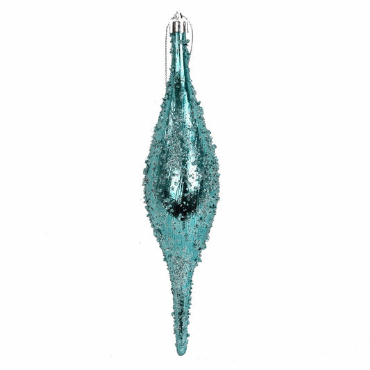 9" Faux Glass Beaded VP Finial Ornament in Light Blue XJ