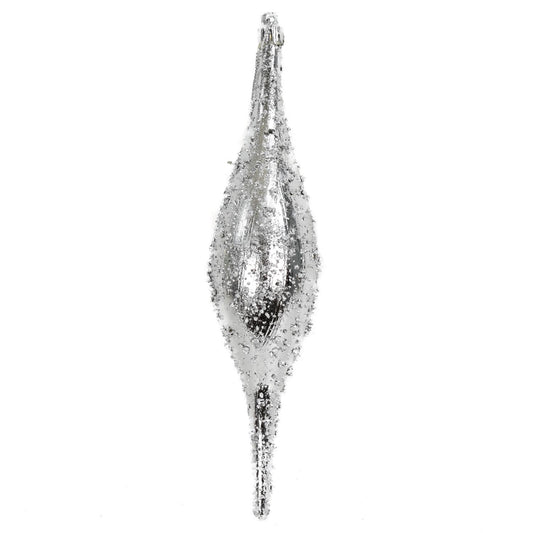 9" Faux Glass Beaded VP Finial Ornament in Silver