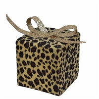 3.75" Leopard Print Gift Box Ornament in Brown | QG