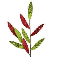 25" Sequined Feather Leaf Spray | QG