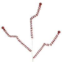 28" Chenille Swirl Spray with Balls in Red/White | QG