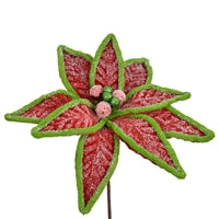 22" Frosted Fuzzy Chenille Poinsettia | QG