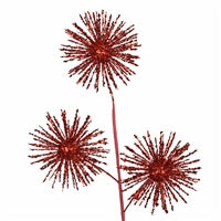 28" Glittered Starburst Spray in Red | QG