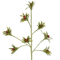 25" Glitter Leaf/Berry Spray | QG