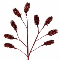 25.5" Sequined Fox Tail Spray in Deep Red | QG