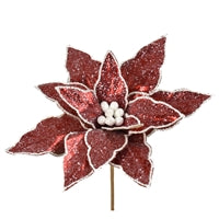 20" Frosted Metallic Poinsettia Stem | TA