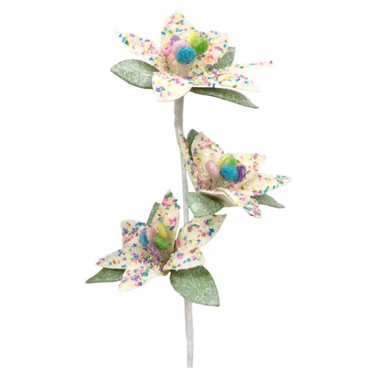23" Sour Tart Poinsettia Stem in Cream | TA