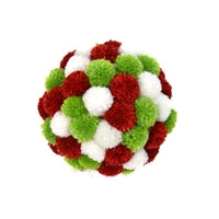 6" Pom Pom Ball Ornament in Red/Green/White | TA