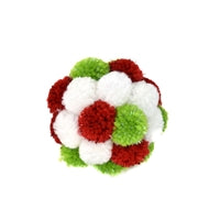 3.5" Pom Pom Ball Ornament in Red/Green/White | TA