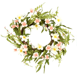 22" Clematis Wreath in Pink/White | QSE