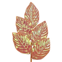19" Iridescent Magnolia Leaf Spray in Coral | QG