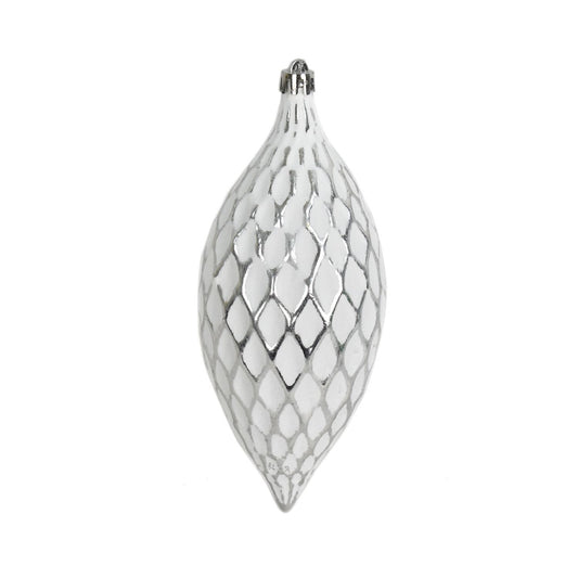 6.5" Vintage Harlequin Finial Ornament in White/Silver | FY
