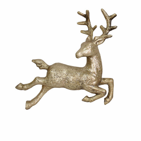 8" Antique Leaping Deer Ornament in Antique Champagne | FY